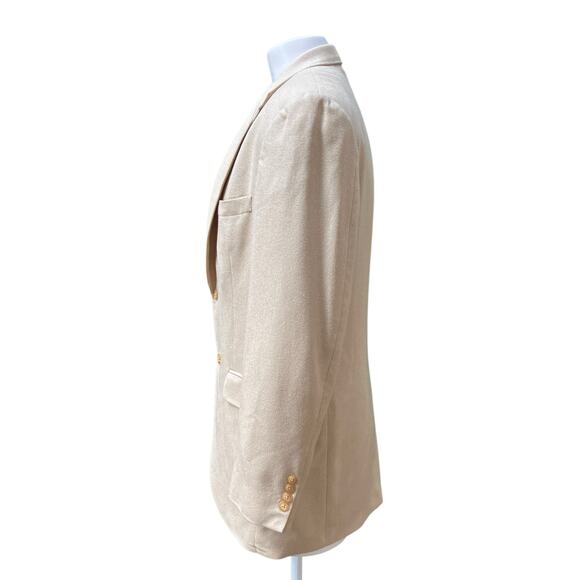 Lands End Blazer 40L Beige Silk Wool Blend Two Button Neutral Preppy Academia - Picture 6 of 16